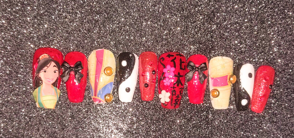 Princess passion handmade press on nails