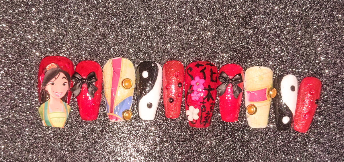 Princess passion handmade press on nails