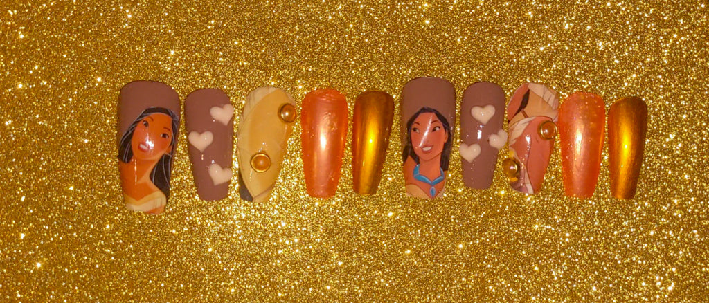 Princess passion handmade press on nails
