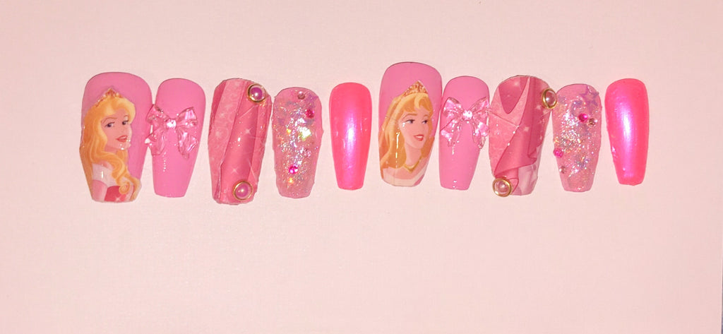 Princess passion handmade press on nails