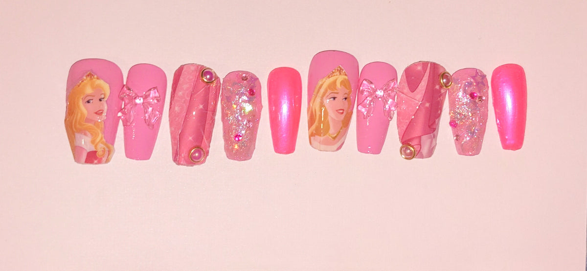 Princess passion handmade press on nails