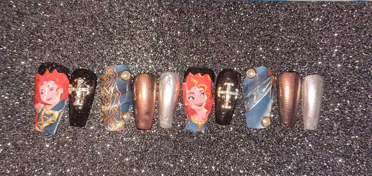 Princess passion handmade press on nails