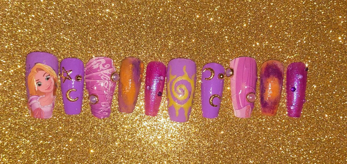 Princess passion handmade press on nails